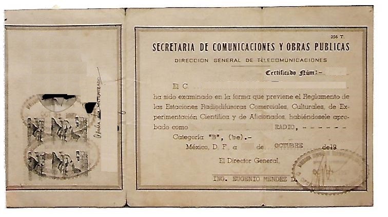 Documento de Autorización de Trabajo de Estación de Radio de los años 50´s