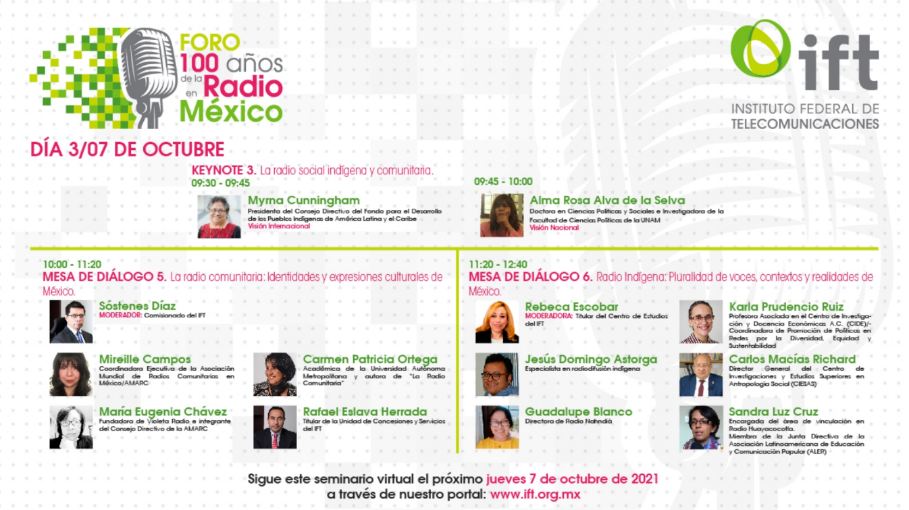 Programación Foro 100 años de Radio en México día 3/07 de octubre