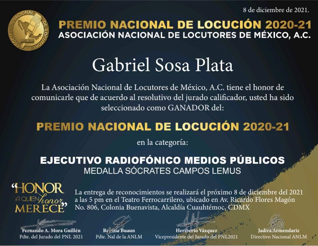 Premio Nacional de Locución Gabriel Sosa Plata
