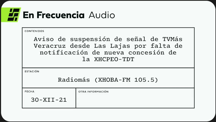 Aviso de Suspensión de Señal de TVMás