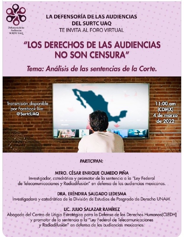 Foro Virtual Los Derechos de las Audiencias no son censura