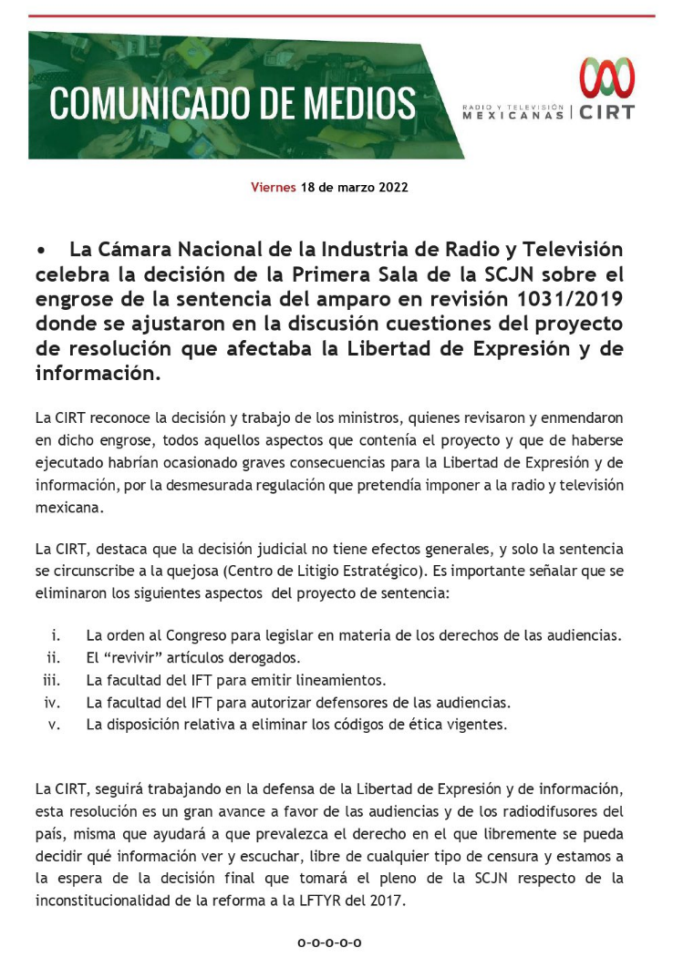 Comunicado de Medios CIRT