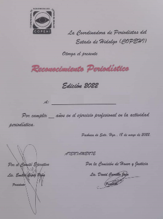 Reconocimiento COPEHI