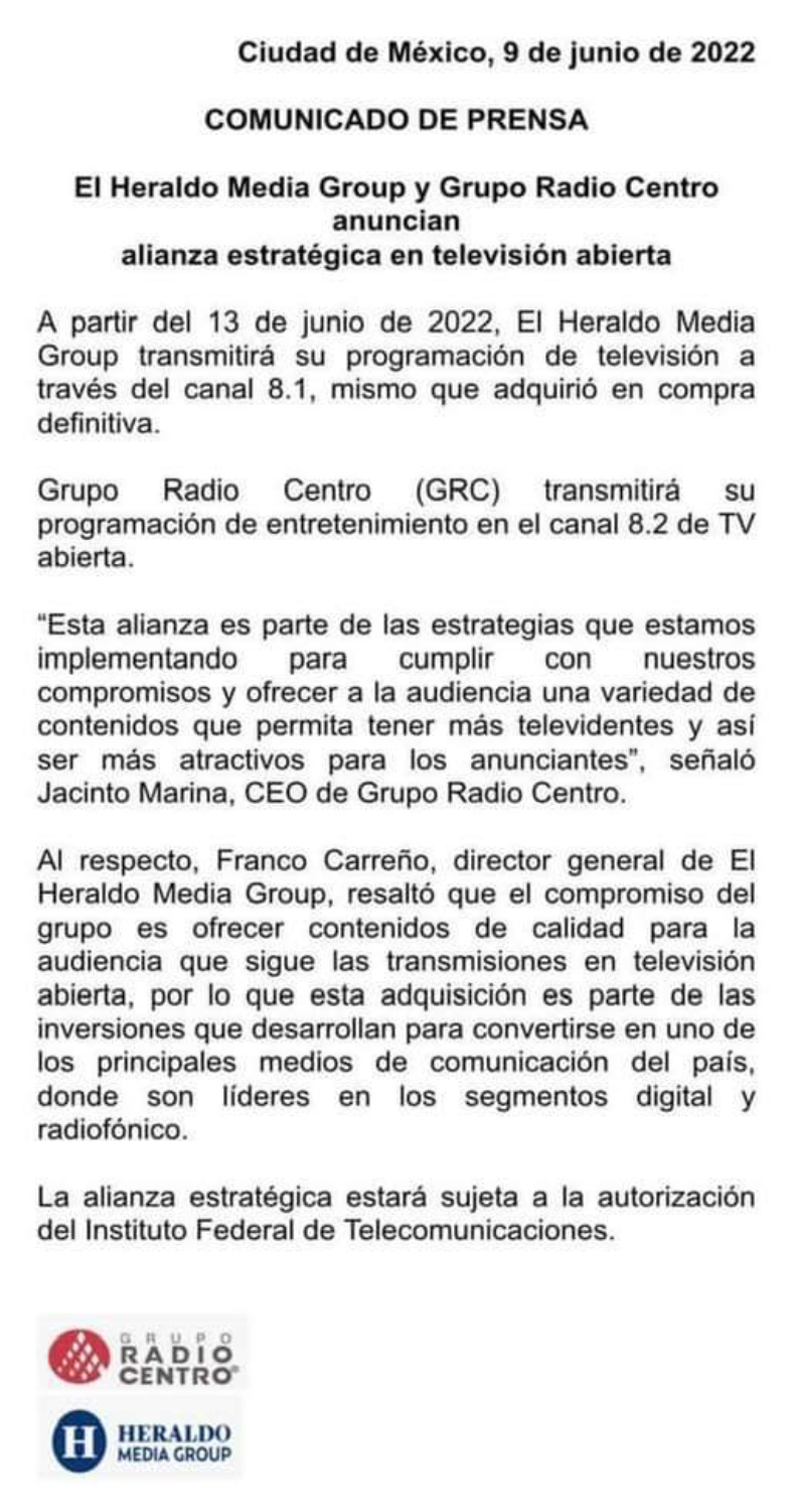 Comunicado de Prensa 9 de junio 2022