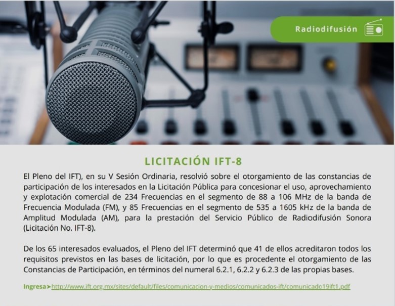 Licitación IFT