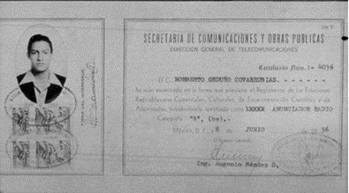 Certificado de Anunciador de Radio 1956