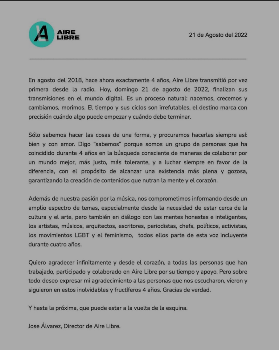 Aire Libre Comunicado