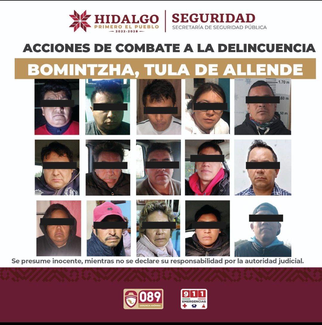 15 detenidos por almacenamiento y distribución de hidrocarburo Bomintzha
