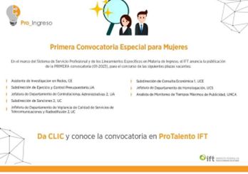 Primera Convocatoria Especial para Mujeres