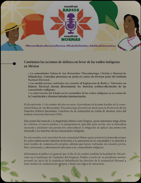 Acciones en defensa de las radios indígenas de México