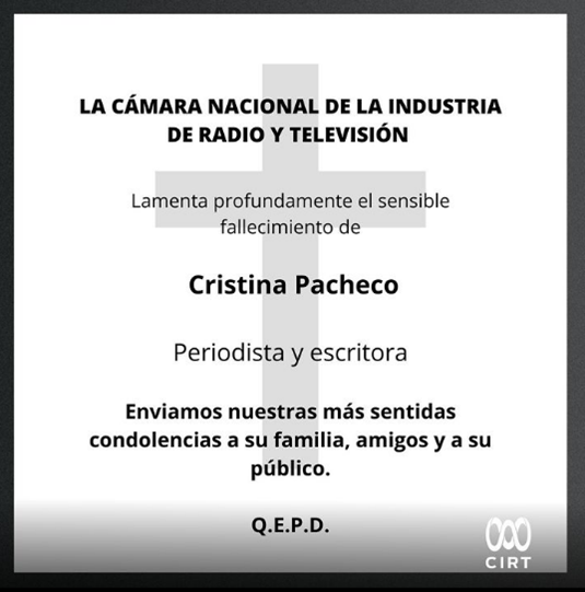 Esquela Cristina Pacheco CIRT