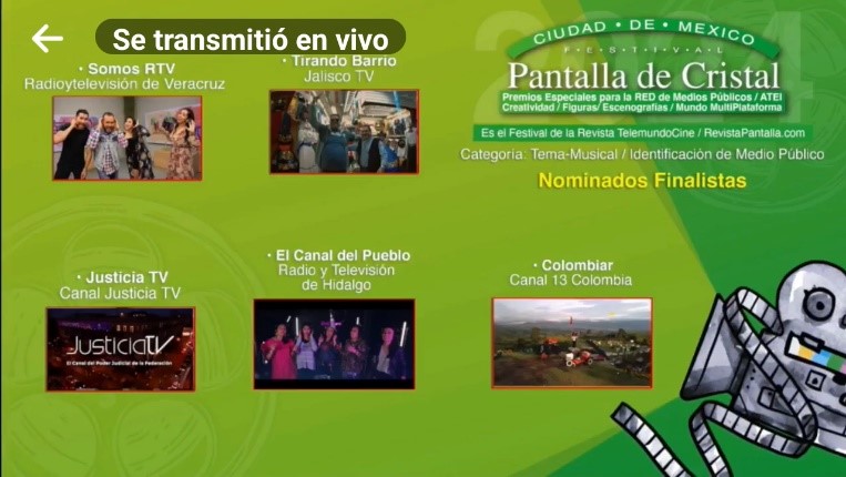 Pantalla de Cristal Transmisión en Vivo