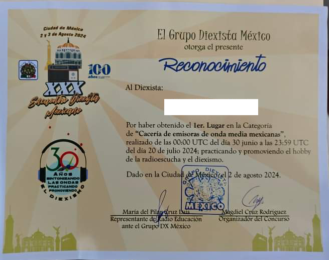 Reconocimientos Otorgados XXX Encuentro Diexista