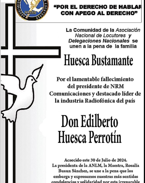 Esquela Don Eriberto Huesca Perrotín