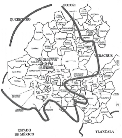 Mapa de Hidalgo Cobertura Radiofónica