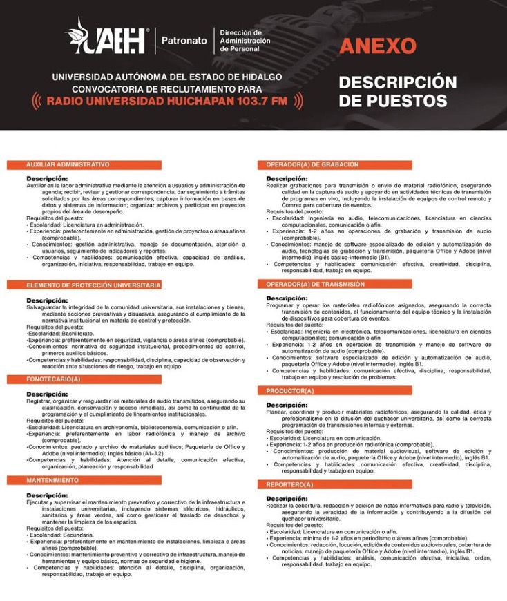 Descripción de puesto UAEH