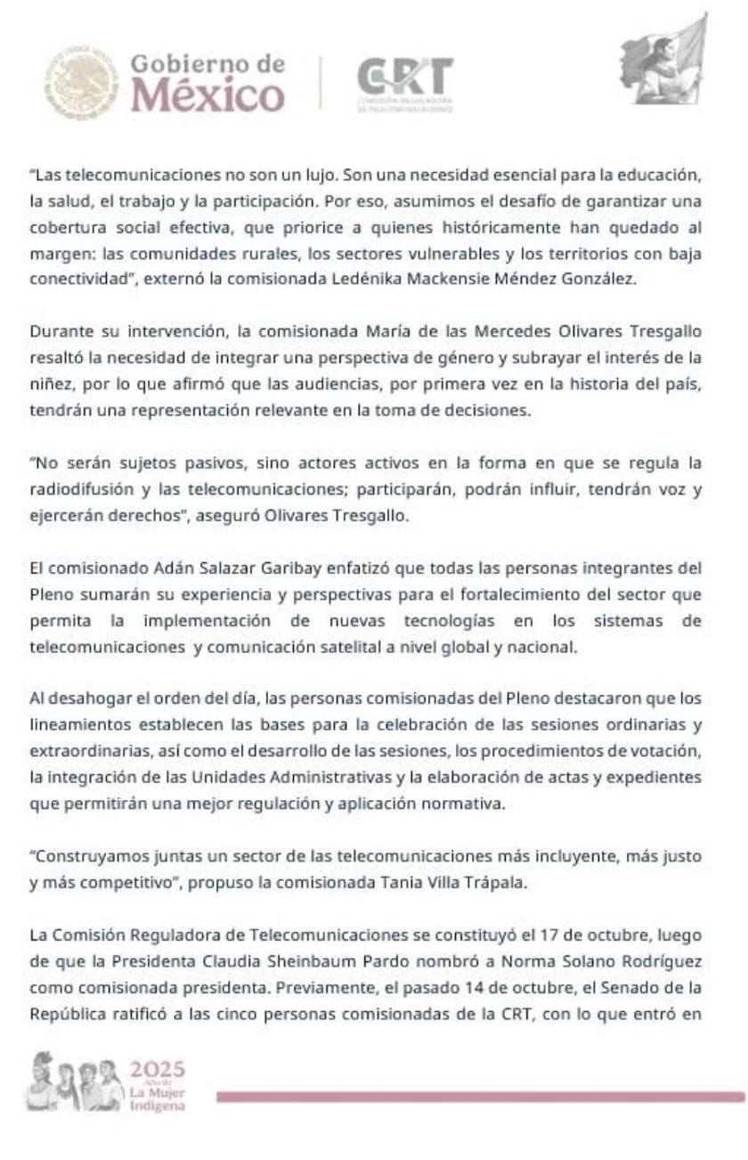 Pleno de la Comisión Reguladora de Telecomunicaciones