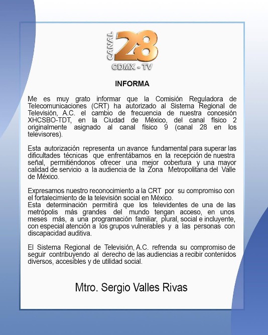 Informe Canal 28 CDMX Tv